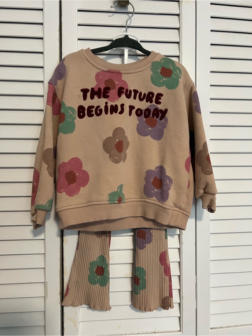 Zara Floral Sweatshirt Set - "The Future Begins Today" PLAY